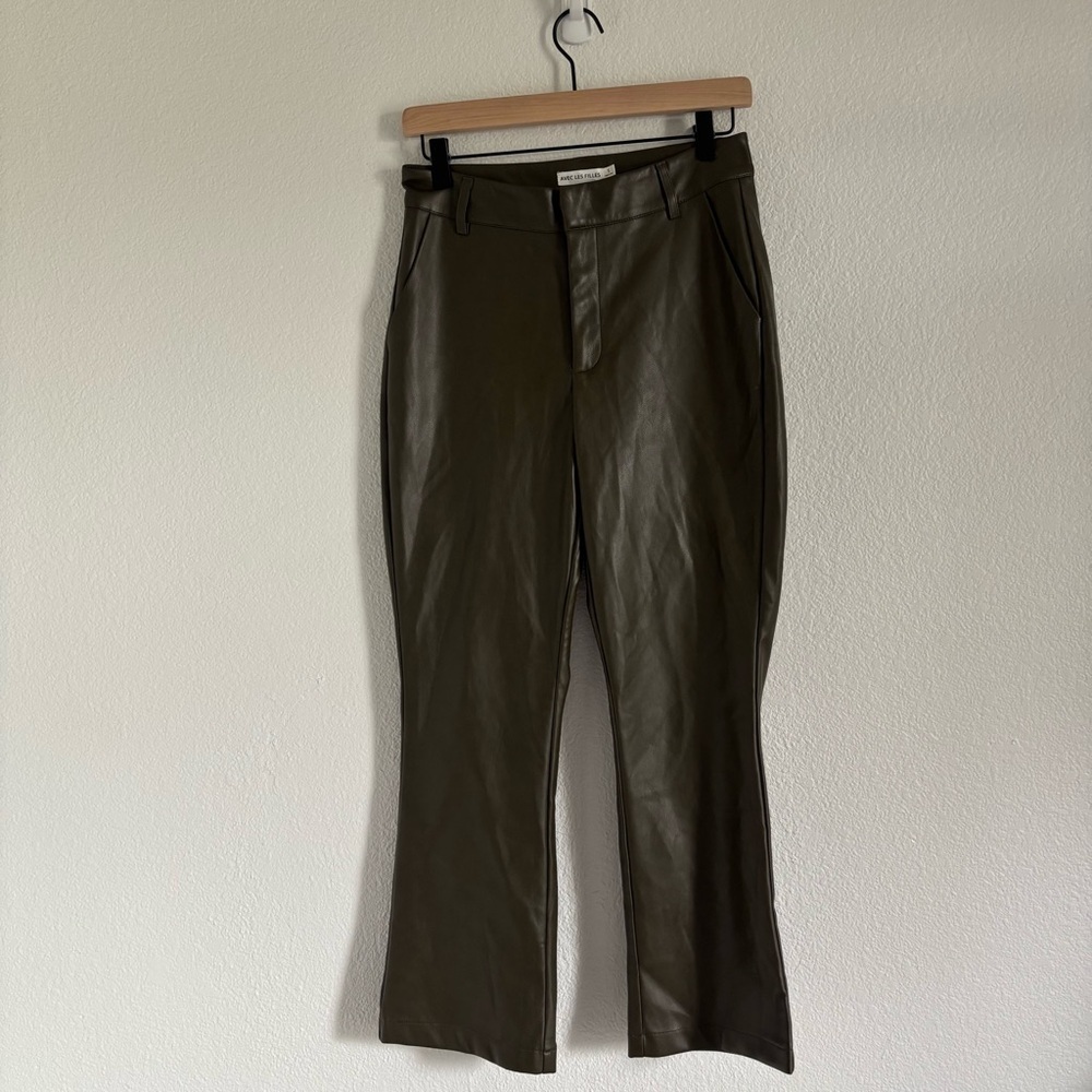 NWT Avec Les Filles Anthropologie Size Small Green Faux Leather Pants